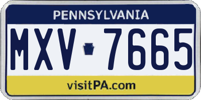 PA license plate MXV7665