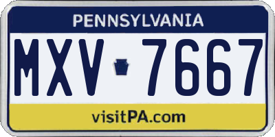 PA license plate MXV7667