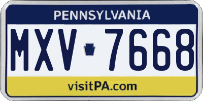 PA license plate MXV7668