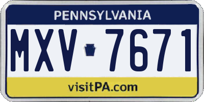 PA license plate MXV7671