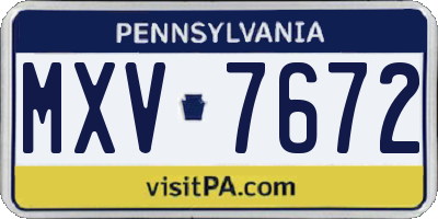 PA license plate MXV7672