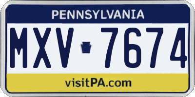 PA license plate MXV7674