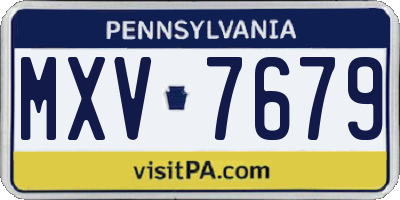 PA license plate MXV7679