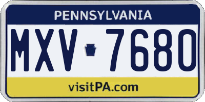 PA license plate MXV7680
