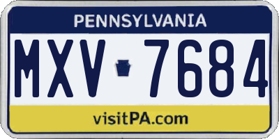 PA license plate MXV7684