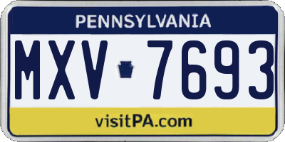 PA license plate MXV7693