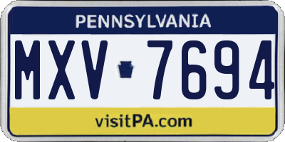 PA license plate MXV7694