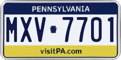 PA license plate MXV7701