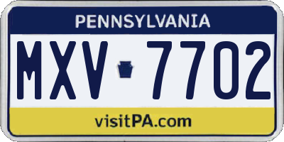 PA license plate MXV7702