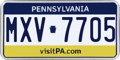 PA license plate MXV7705
