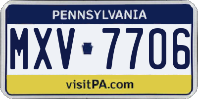 PA license plate MXV7706