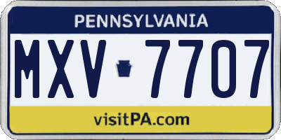 PA license plate MXV7707