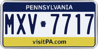 PA license plate MXV7717