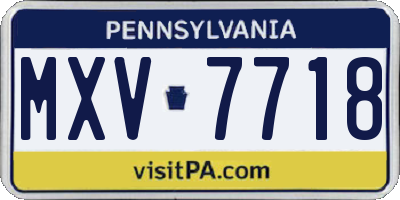 PA license plate MXV7718