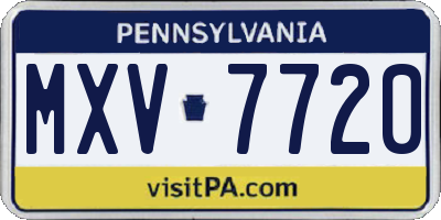 PA license plate MXV7720