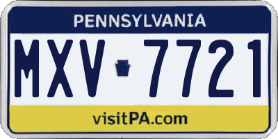 PA license plate MXV7721
