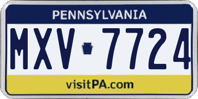 PA license plate MXV7724
