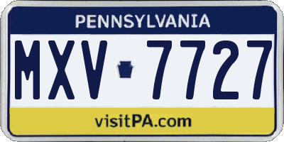PA license plate MXV7727