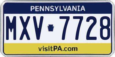 PA license plate MXV7728