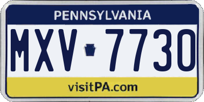 PA license plate MXV7730