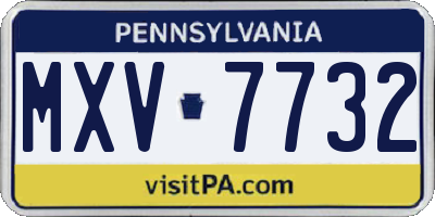 PA license plate MXV7732