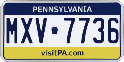 PA license plate MXV7736