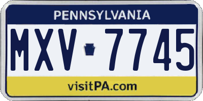PA license plate MXV7745