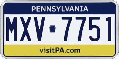 PA license plate MXV7751