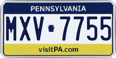 PA license plate MXV7755