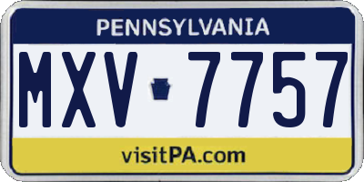 PA license plate MXV7757