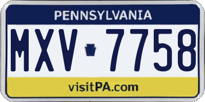 PA license plate MXV7758