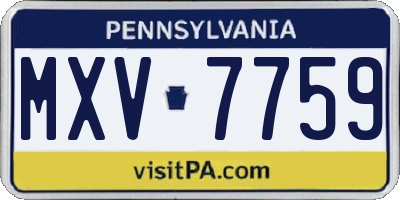 PA license plate MXV7759