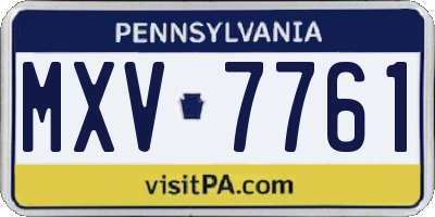 PA license plate MXV7761