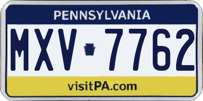 PA license plate MXV7762