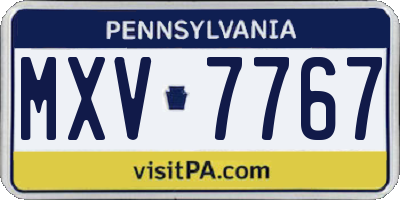 PA license plate MXV7767