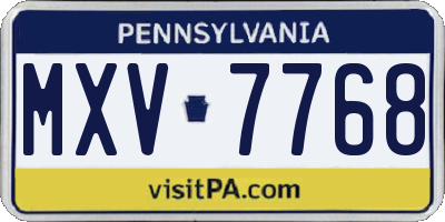 PA license plate MXV7768