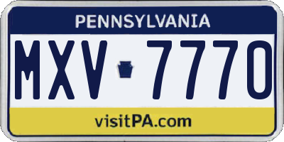 PA license plate MXV7770