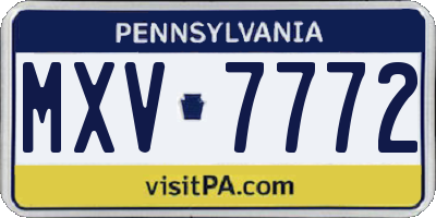 PA license plate MXV7772