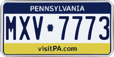 PA license plate MXV7773