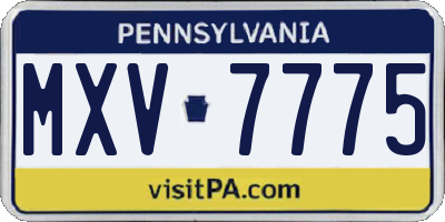 PA license plate MXV7775