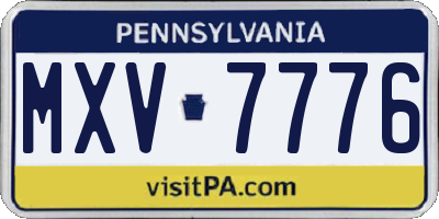 PA license plate MXV7776