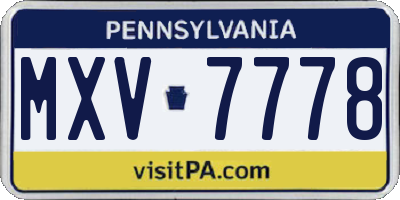 PA license plate MXV7778