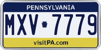 PA license plate MXV7779
