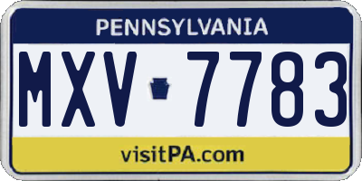 PA license plate MXV7783