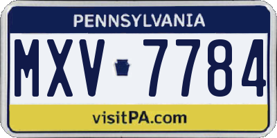 PA license plate MXV7784