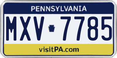 PA license plate MXV7785