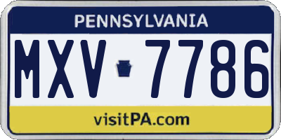PA license plate MXV7786