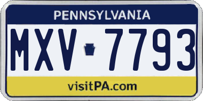 PA license plate MXV7793