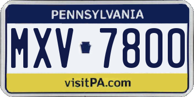 PA license plate MXV7800