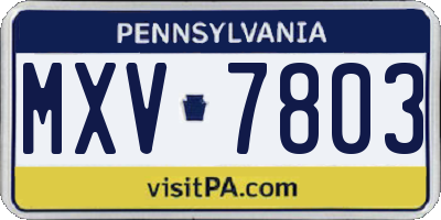 PA license plate MXV7803
